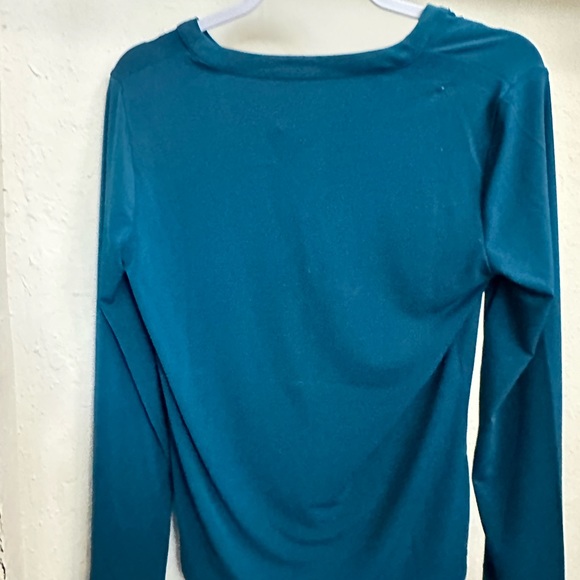 INC long sleeve top In Teal size small. Gold zipper pockets - Picture 2 of 4
